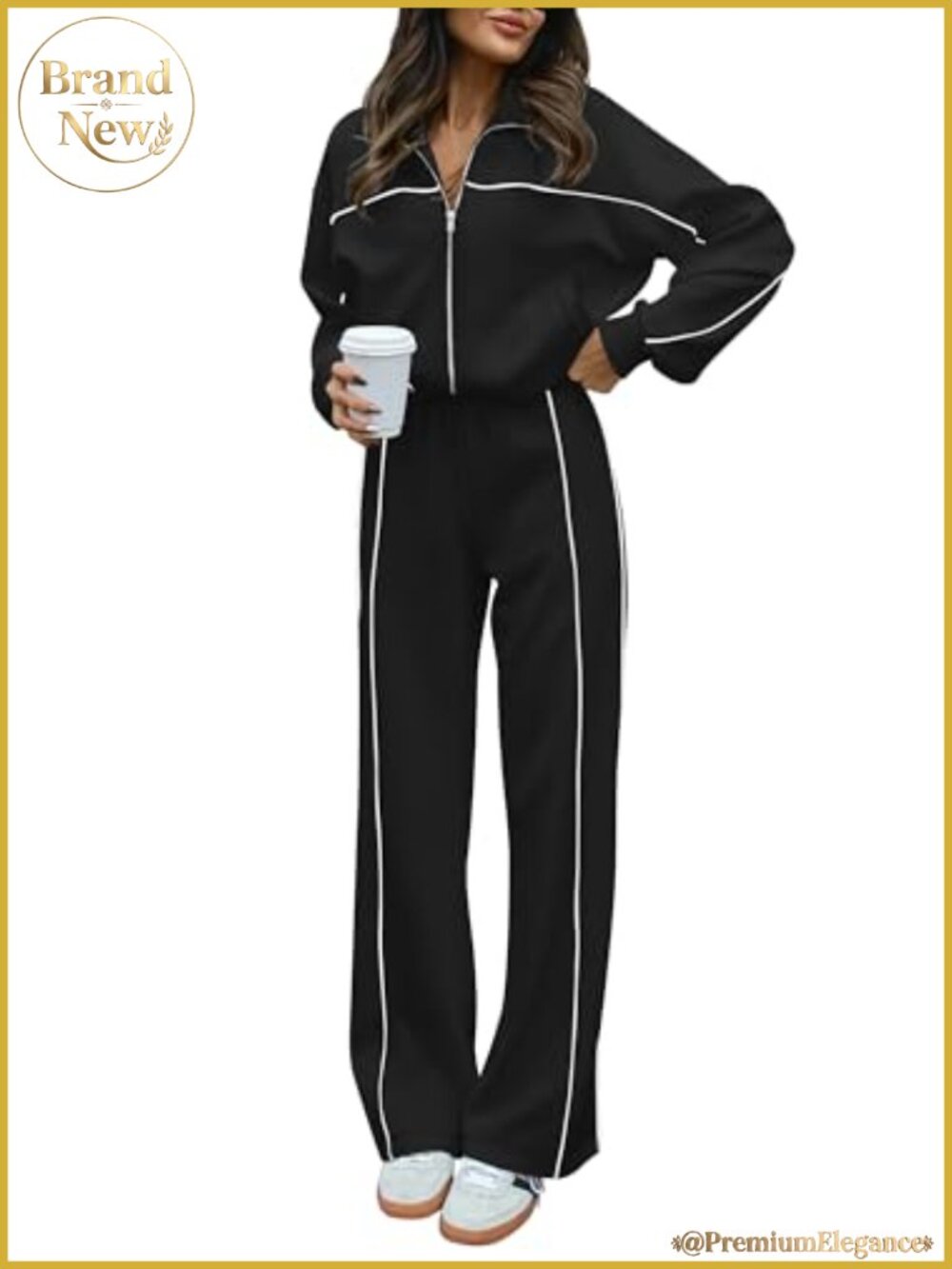 BTFBM 2 Piece Active Sweatsuit Set Zip Sweatshirt Wide Leg Pants Lounge
